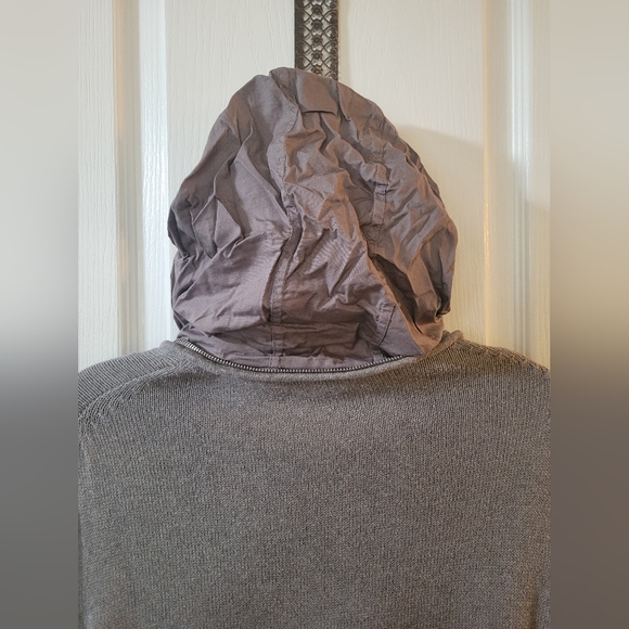 Armani Exchange Full Zip Cardigan Sweater with Zip Out Hood Gray Size Large - Picture 10 of 13